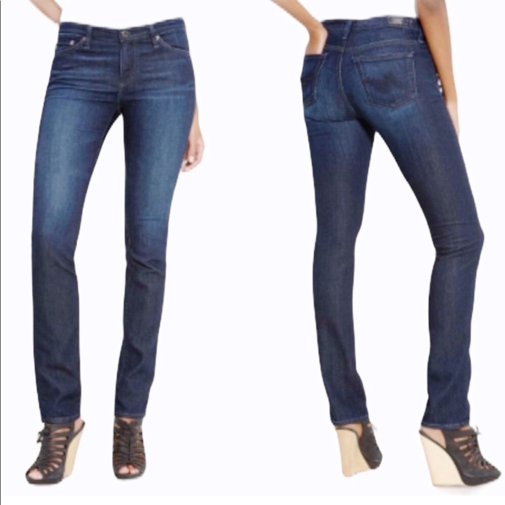 Adriano Goldschmied The Premiere Medium Wash Mid Rise Skinny Straight Leg Jeans